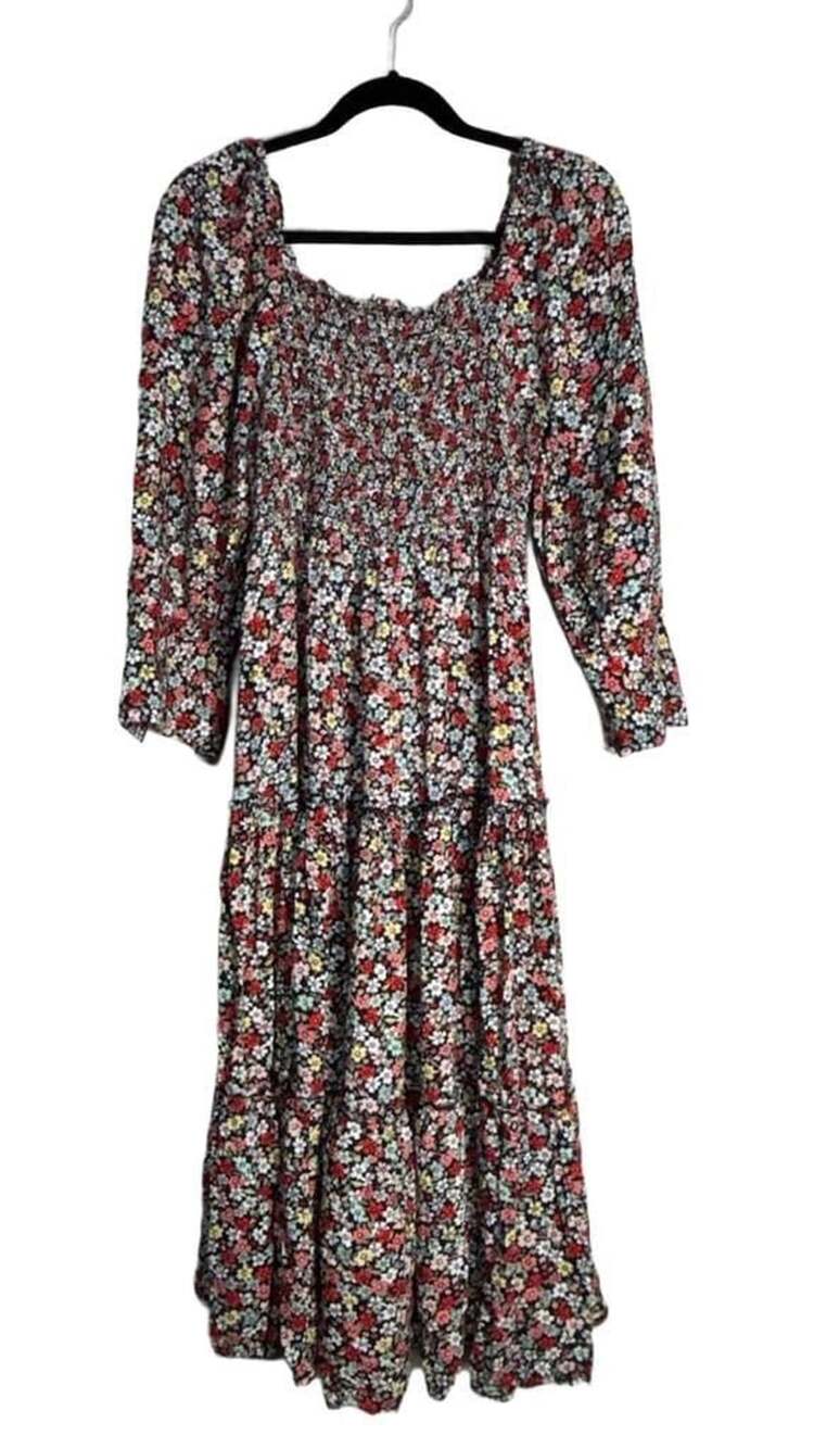 PinkBlush Maternity Floral Long Sleeve Smocked Maxi Dress Size XL Junior